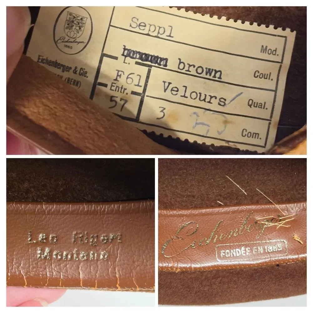 Vintage Eichenberger Switzerland Brown Beaver Hat Hunter Fedora Size 7 1/8 EU 57